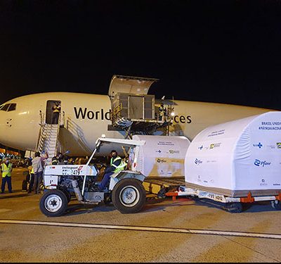 Lote da vacina da Pfizer chegou no Aeroporto Viracopos, na noite desta quarta (Foto: Arquivo/Viracopos)