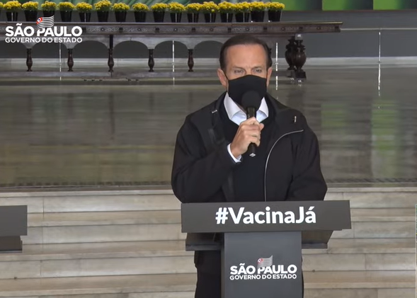 Governador João Doria divulga novo cronograma da vacinação em entrevista coletiva (Foto: Governo do Estado de São Paulo)