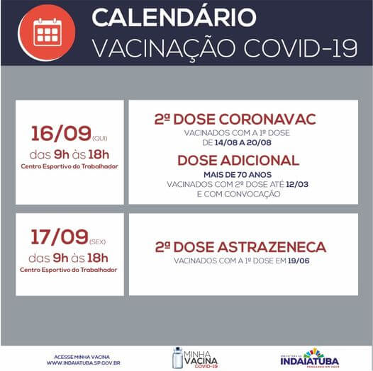 Calendário da vacinação contra a covid-19 (Arte: RIC/PMI)