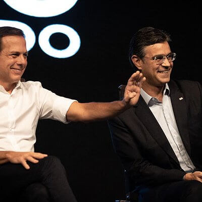 João Doria e Rodrigo Garcia durante o Congresso Estadual de Municípios (Foto: Pablo Jacob/Governo de São Paulo)