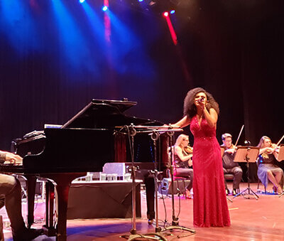 Sonia Di Morais e Quarteto de Cordas em apresentação no Maio Musical 2022 (Foto: Patrícia Lisboa/Dropes)