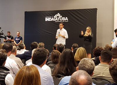 Rodrigo Garcia em reunião com empresários de Indaiatuba, em hotel, nesta quarta (Foto: Patrícia Lisboa/Dropes)