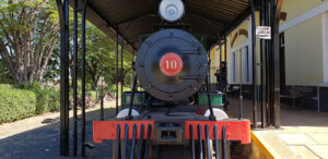 A Locomotiva D. Pedro II está exposta no Museu Ferroviário de Indaiatuba (Foto: Patrícia Lisboa/Dropes)