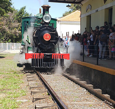 Locomotiva D. Pedro II do Museu Ferroviário de Indaiatuba (Foto: Patrícia Lisboa/Dropes)