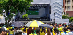 Torcedores assistem jogo do Brasil e Croácia no Parque Ecológico de Indaiatuba (Foto: Patrícia Lisboa/Dropes)