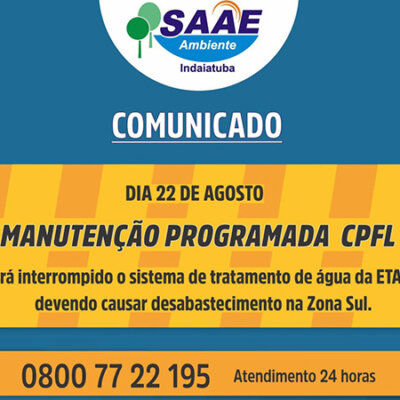 (Banner: Divulgação/DCS/Saae)