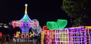 A decoração de Natal de 2022 em frente à prefeitura (Foto: Patrícia Lisboa/Dropes)