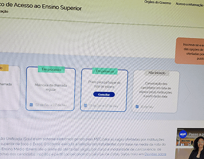 Página do Sisu no portal Acesso Único (Foto: Patrícia Lisboa/Dropes)