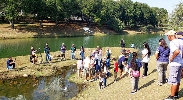 Teve soltura de alevinos no Córrego Barnabé durante a EcoPark no último final de semana (Foto: Patrícia Lisboa/Dropes)