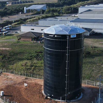 Reservatório do bairro Tombadouro está em fase final de testes (Foto: Matheus Kleim/DCS/Saae)