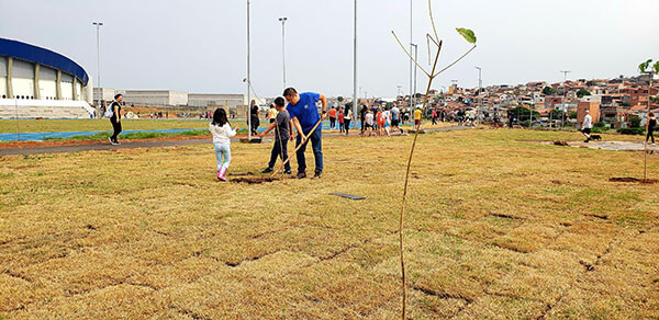 Indaiatuba celebra Dia da Árvore com plantio de 500 mudas de Ipês no Complexo Esportivo "Rei Pelé" (Foto: Patrícia Lisboa/Dropes)