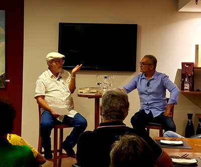 Antônio da Cunha Penna, Kleber Patrício, em encontro com convidados, no Grand Cru (Foto: Patrícia Lisboa/Dropes)