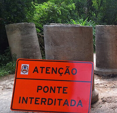 A ponte está interditada desde de 21 de dezembro, após avarias causadas por chuvas (Foto: Secom/PMI)