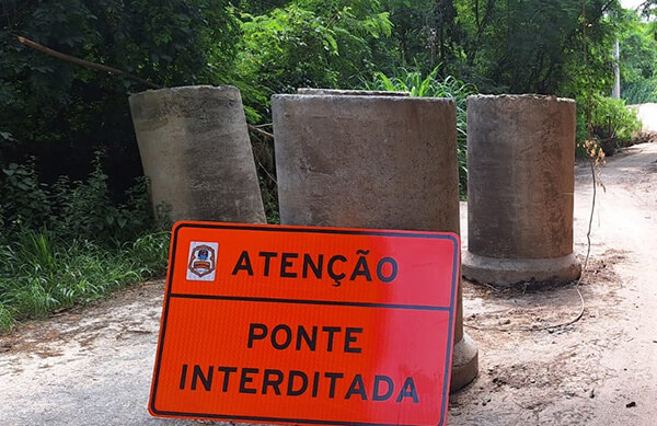 A ponte está interditada desde de 21 de dezembro, após avarias causadas por chuvas (Foto: Secom/PMI)