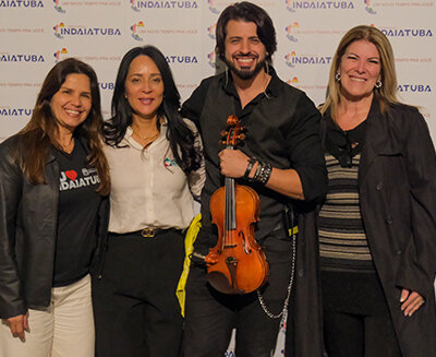 Kamila Tavares, Cristiane Freitas, Fe Oliver e Tânia Castanho no recinto do Maio Musical, em Indaiatuba (Foto: Mauro Natividade)