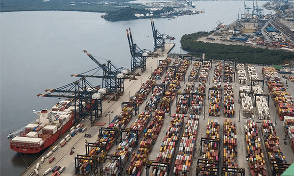 Taxa de 50% afeta cerca de 36% das exportações do Brasil para os Estados Unidos (Foto: Divulgação/Porto de Santos)