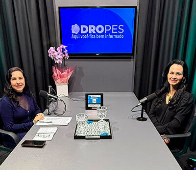 Patrícia Lisboa entrevista Raquel Rotoli Gregolin Baptista no PodCast do DROPES (Foto: Lucas Cardoso/JME)