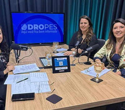 Patrícia Lisboa recebe as doutoras Luciani Vilela e Luciana Canto no Videocast do DROPES (Foto: Lucas Cardoso/JME)